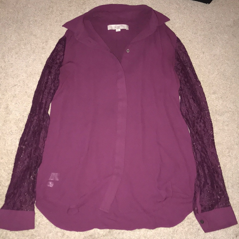 Purple long sleeve shirt.